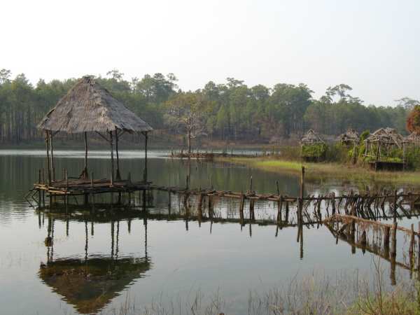 lake with abandoned picnic sites